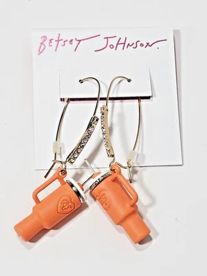 Nuevos Pendientes Colgantes Betsey Johnson Otoño Naranja Copa Agua Foto 1 de 4