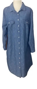 VESTIDO LANDS END MUJER TALLA GRANDE DENIM BOTÓN DELANTERO CON CINTURÓN TALLA 1X (16W/18W) USADO EN EXCELENTE ESTADO - Imagen 1 de 3