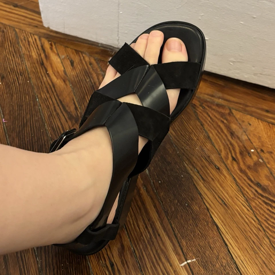 SANDALIAS ROBERT CLERGERIE CUERO NEGRO PLATAFORMA HEBILLA TALLA 9 Foto 1 de 4