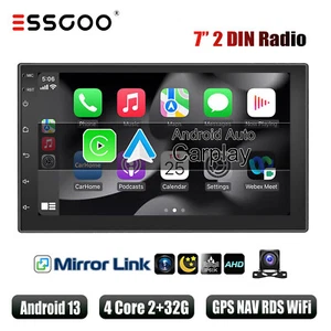 7" Autoradio Carplay Android 14 WIFI Bluetooth GPS NAV 2 DIN USB + Retrocamera - Foto 1 di 14