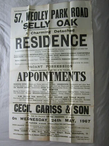 Property Auction Poster 57 Weoley Park Road Selly Oak Birmingham 1967 (Lot E) - Picture 1 of 4