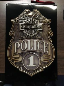 METAL SIGN FOR YOUR MAN CAVE - POLICE BADGE HARLEY DAVIDSON ANDE ROONEY  - Picture 1 of 4
