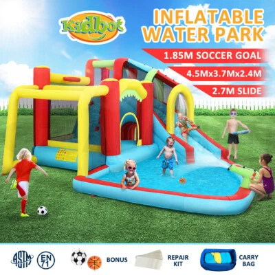 Inflatable Water Park Water Slide Jumping Castle Bouncer w/Cannon Outdoor Toy - image 1 of 4