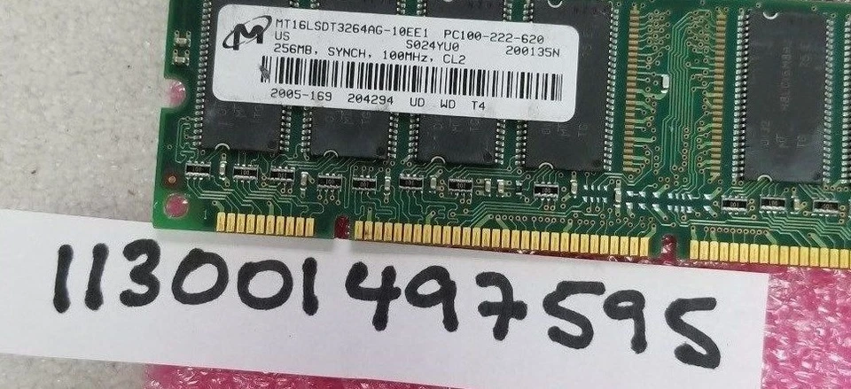256MB SDRAM SDR SD PC100 CL2 100MHZ 100 168PIN NON-ECC DUAL RANK  16X8  16CHIPS  - Image 1 of 1
