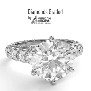 Certified 3.55 Carat E VS2 Lab Grown Diamond Engagement Ring 14K White Gold - Picture 1 of 5