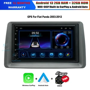 For Fiat Panda 2003-2012 Touch Screen Car Stereo Android 13 GPS Navigation BT DAB+ - Picture 1 of 20