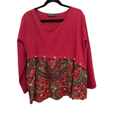 Top Pullover ZANZEA Talla Grande Manga Larga Rojo Paisley Talla XXXL Foto 1 de 4