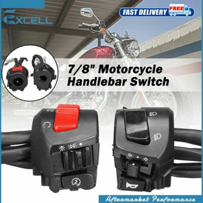 Interruptor controlador de luz antiniebla señal de giro botón bocina manillar motocicleta 7/8 pulgadas Foto 1 de 4