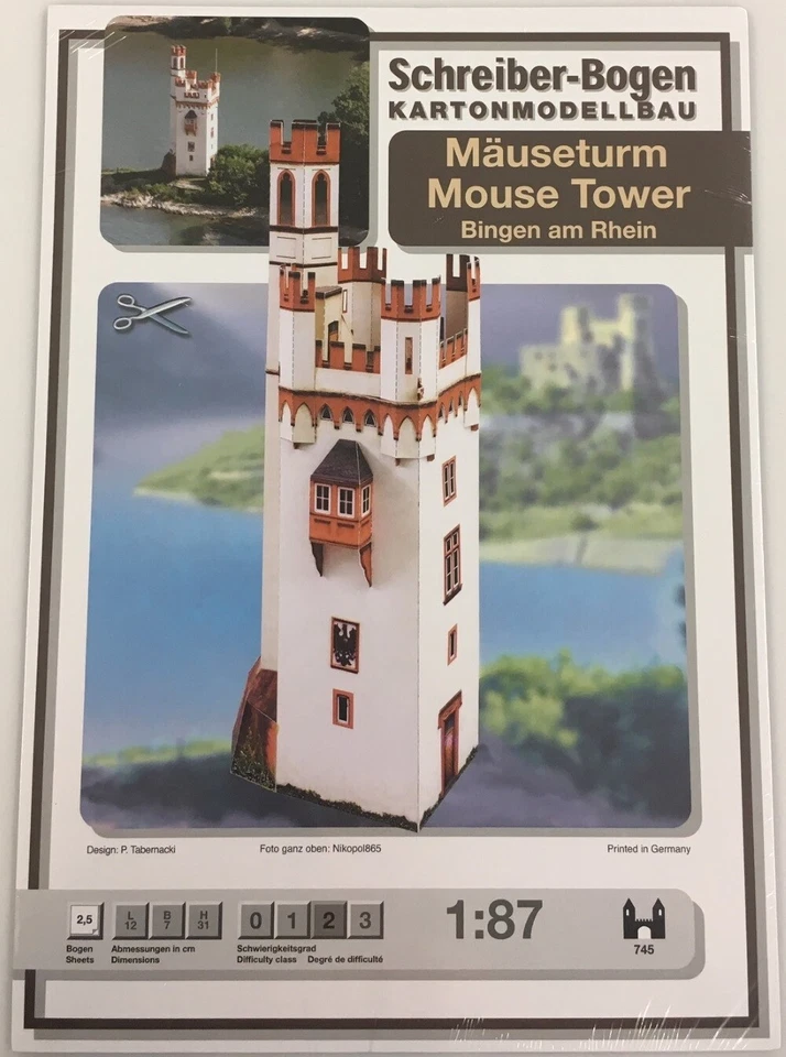 Schreiber-bogen Kartonmodellbau Mäuseturm bei Bingen Am Rhein