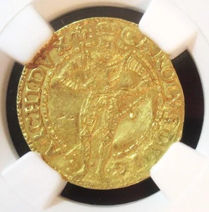 Austria: Archduke Karl gold Ducat 1584 UNC Details NGC, Klagenfurt mint. - Picture 1 of 4