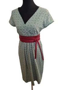 Boden Green & White Soft Stretch Cotton Dress Size 12 UK US 8 - Picture 1 of 7