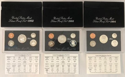 1992-1994 “Silver” Proof Sets in OGP w/COA Black Box Proof Set - Image 1 of 4