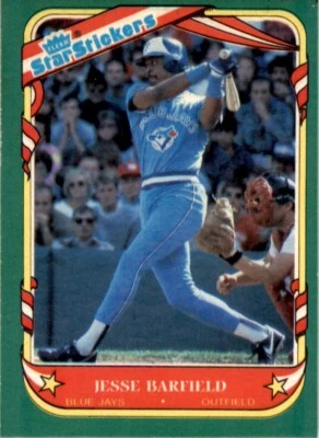 1987 Fleer Star Stickers Jesse Barfield . Toronto Blue Jays #4 - Image 1 of 2