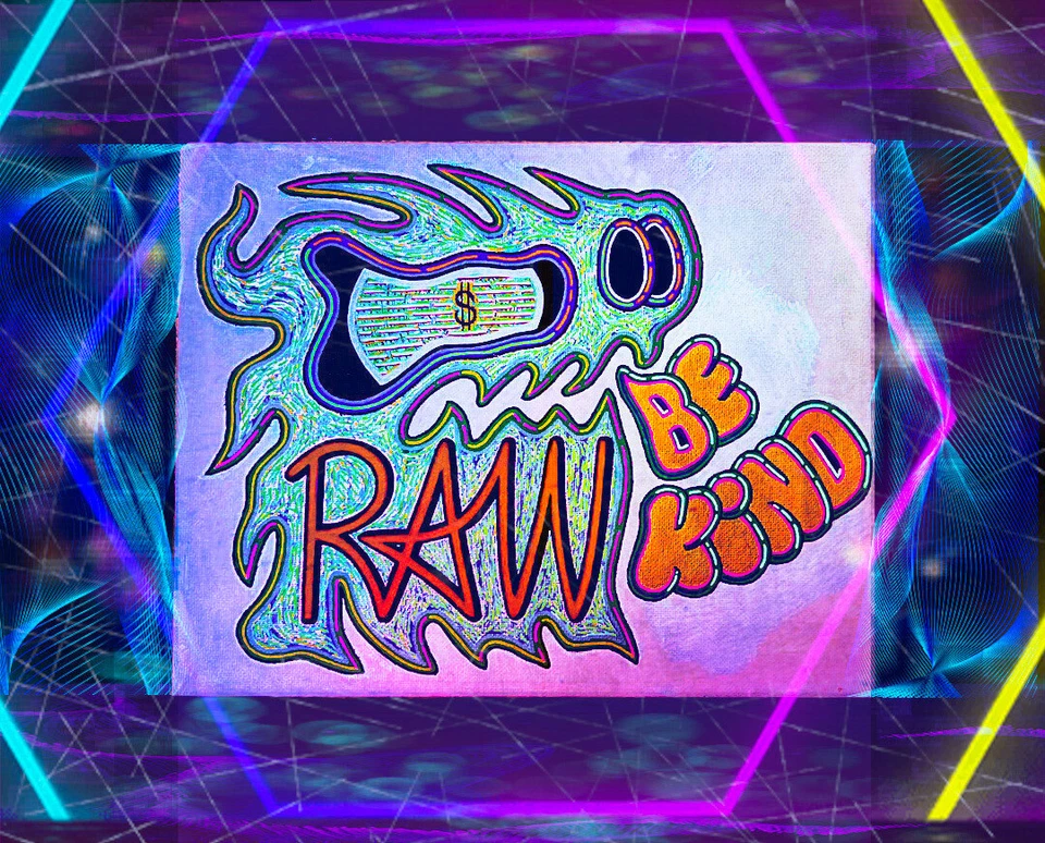 RAW HEAD #61 - "BE KIND" 1of1 NFT, The RAW HEADs Collection by RabidArtWork. - image 1 of 1