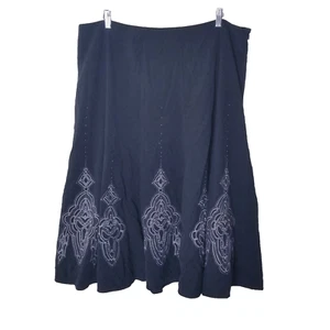 Sunny Leigh Skirt Women Plus Size 20W Black Gray Embroidered Beaded Flare - Picture 1 of 15