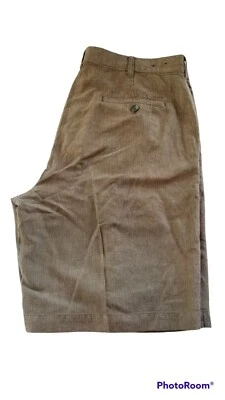 Mens IZOD Brown Linen/Rayon/Cotton Flat Front Ribbed Bermuda Shorts 36 x 10  - Image 1 of 4