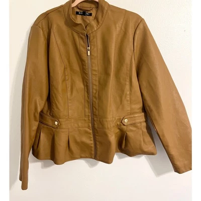 Baccini Tan Faux Leather Fall Jacket - Image 1 of 2