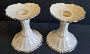 Lenox Symphony Paar elfenbeinfarbene Kerzenständer Halter 4 1/2" hoch USA - Bild 1 von 8