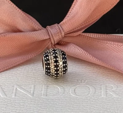 Original Pandora Pavé Charm Oldie schwarz, weiss 925 Silber #791172NCK - Bild 1 von 3
