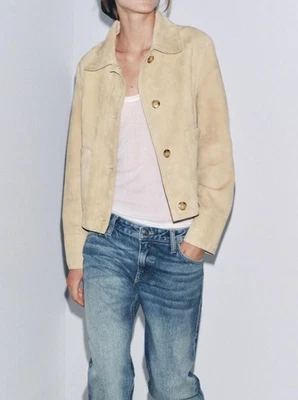 Beige Suede Leather Shirt Jacket for Women Size XS S M L XL XXL 3XL Custom Made - Image 1 of 4