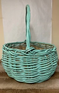 xLarge Round Wood Woven Gathering Basket w/ Handle Green Easter - Picture 1 of 9