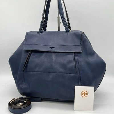 Bolso de Mano Tory Burch 2 Vías Media Luna Cuero Azul Marino Para Mujer de Japón Foto 1 de 4