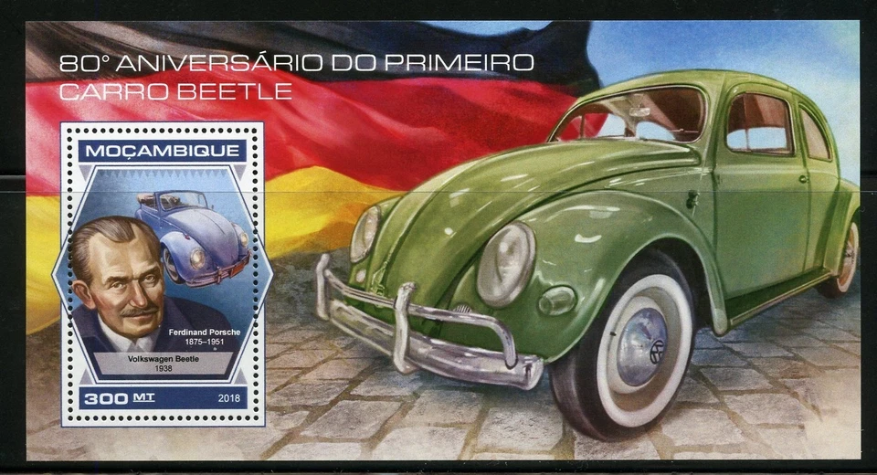 MOZAMBIQUE 2018 80th ANN OF THE 1st VOLKSWAGEB BEETLE SOUVENIR SHEET FDC - Image 1 of 1