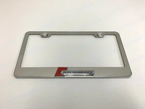 1pc 3D "SUPERCHARGED" - STAINLESS STEEL Chrome License Plate Frame w/Screw caps - Bild 1 von 4