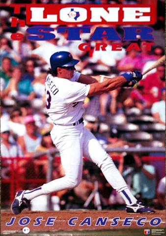 Rare JOSE CANSECO Texas Rangers 1992 MLB Baseball Costacos Brothers 23x35 POSTER Cover