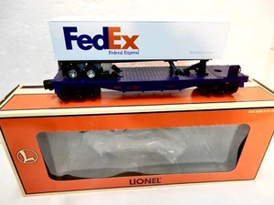 Lionel Flatcar w Fed Ex Trailer on Board - O Gauge - 6-19440 - Nice Looking-wBx - Picture 1 of 8