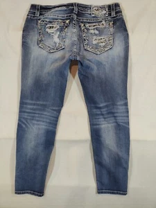Miss Me Jeans Women's 33 Easy Ankle Skinny Mid-Rise Distressed Pocket Denim Blue - Picture 1 of 11
