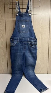 Big Girls Logo Skinny Stretch Denim Overall Size 8 EUC CottonPoly Fast Shipping - Picture 1 of 9