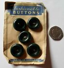 Complete sheet of 5 vintage buttons - dark bottle green - 20 mm