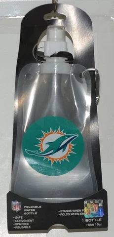 NFL Licensed Miami Dolphins Reusable Foldable Water Bottle Cover