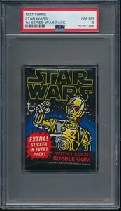 1977 TOPPS STAR WARS SERIES 1 WAX PACK PSA 8 NM-MT LUKE SKYWALKER - Picture 1 of 2