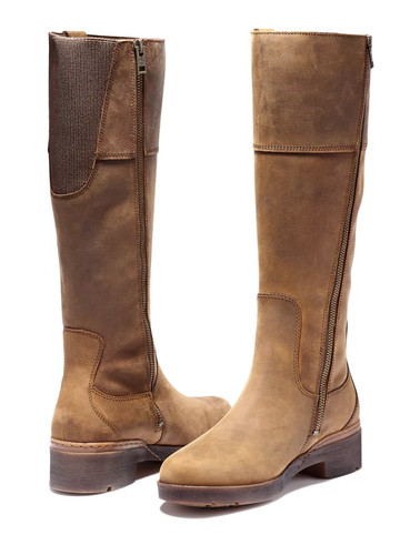 NUOVO! Timberland Graceyn Stivali alti impermeabili in pelle con zip laterale 7 5 marrone A5819