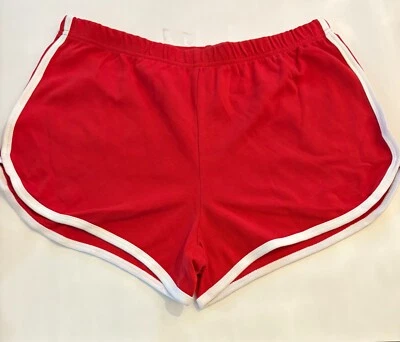 Pantalones cortos para correr American Apparel Interlock para mujer - rojos con ribete blanco (XL) Foto 1 de 4