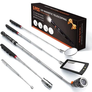 Telescoping Magnetic Pickup Tool Set With 1 & 15 Lb Pick Up Sticks Round And Squ - Picture 1 of 8