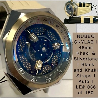 Reloj Hombre 48mm Automático | Caqui SKYLAB | Horas Satelitales Giratorias | LE#036/150 NUBEO Foto 1 de 4