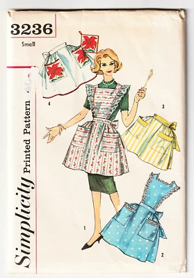 Simplicity 3236 Aprons 1950s Vintage-Ruffles-Pockets 10-12 Sewing Pattern UNCUT - Image 1 of 2