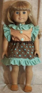 Doll Clothes Made2 Fit American Girl 18" inch Skirt  Blouse Turquoise Dots NEW - Picture 1 of 1