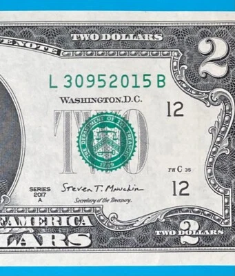 TRAILING YEAR 2015 : L 3095 2015 B $2 Two Dollar Bill Serial Number    - Image 1 of 4