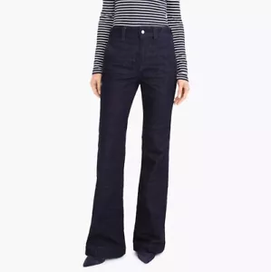 Pantalone jeans donna J Crew gamba larga 30 ALTO blu vita alta indaco elasticizzato - Foto 1 di 11