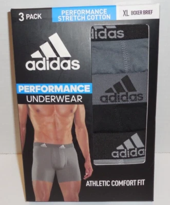 Adidas Performance 3 Pack Boxer Brief Underwear Men's XL (40-42) Black Grey New - Image 1 of 2