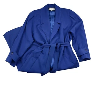 Sara Roberts Vintage 100% Wool Stunning Royal Classic Trench Coat Women's SZ 10 - Picture 1 of 11