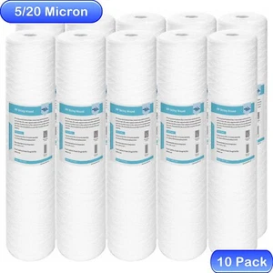 10 Pack 20"x4.5" String Wound Sediment Water Filter for Big Blue 20-inch Housing - Picture 1 of 13