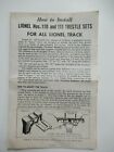 Vintage Brochure LIONEL Installation Lionel Nos. 110 & 111 Trestle Sets