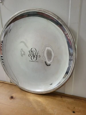 Vtg 50s 17.5" Silverplate Platter Tray Monogrammed Link To Golf Broadmoor - Image 1 of 4