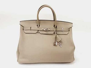 Hermes Birkin 40 Taupe Gray Clemence Palladium Hardware Handbag Do0323lozxzde - Picture 1 of 10
