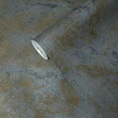 Rolos de papel de parede modernos cinza carvão bronze metálico texturizado tecido falso liso - Imagem 1 de 4
